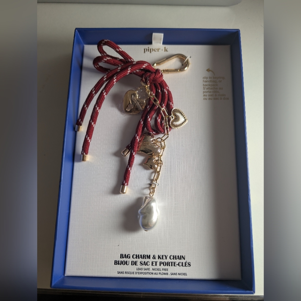 Piper Burgundy Bag Charm & Key Holder